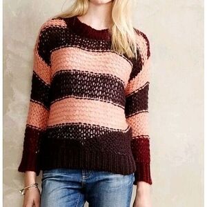 Striped Knit Sweater - Pink and Brown